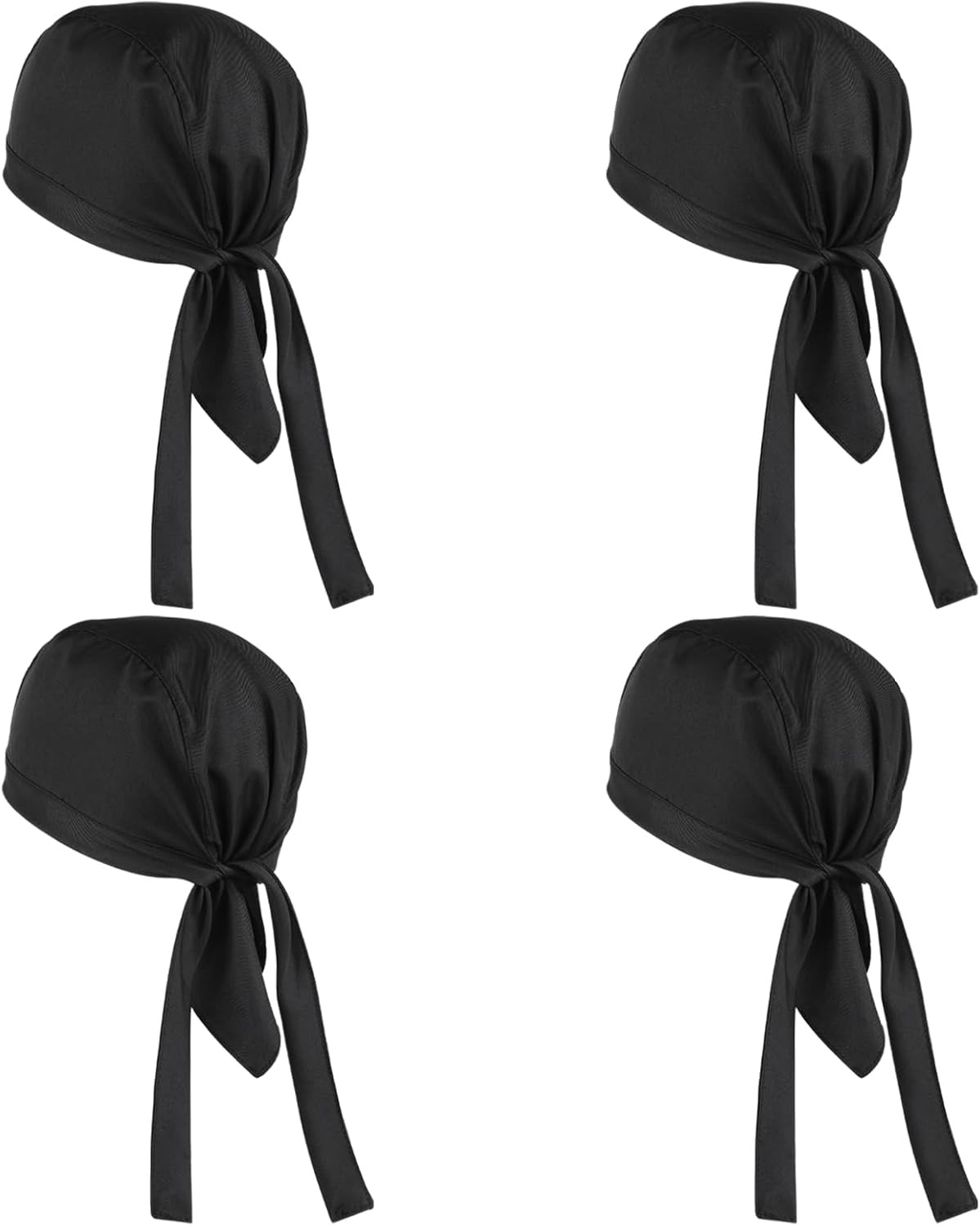 4 Pack Adjustable Chef Bandanas and Skull Caps for Men and Women