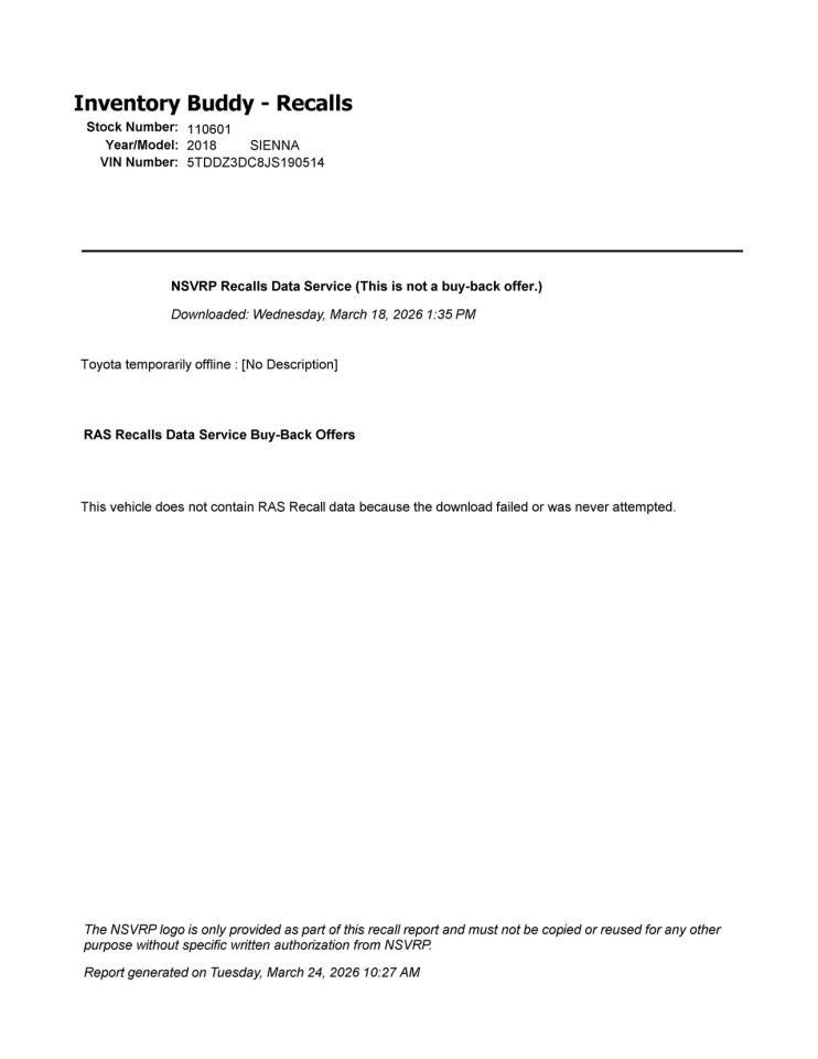 Seat Belt Front Bucket Pre-crash System Driver Fits 18-20 SIENNA 10324687