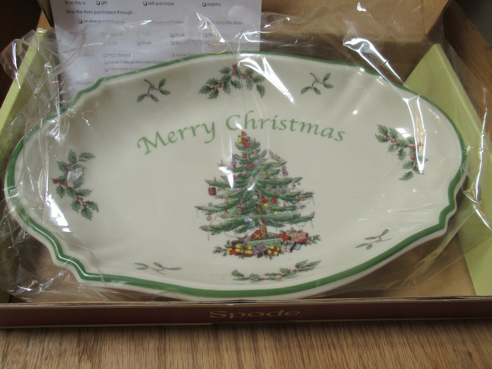 Spode Merry Christmas tree themed serving tray