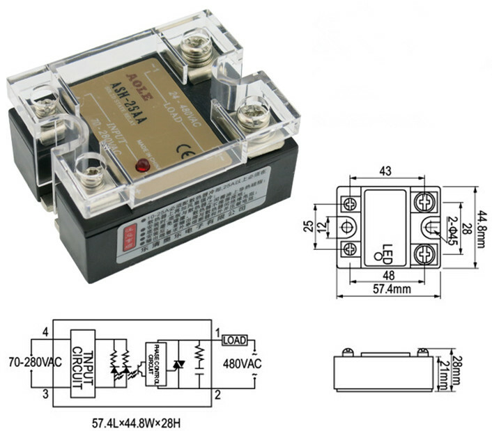Single Phase Solid State Relay AC-AC 25A Module ASH-25AA