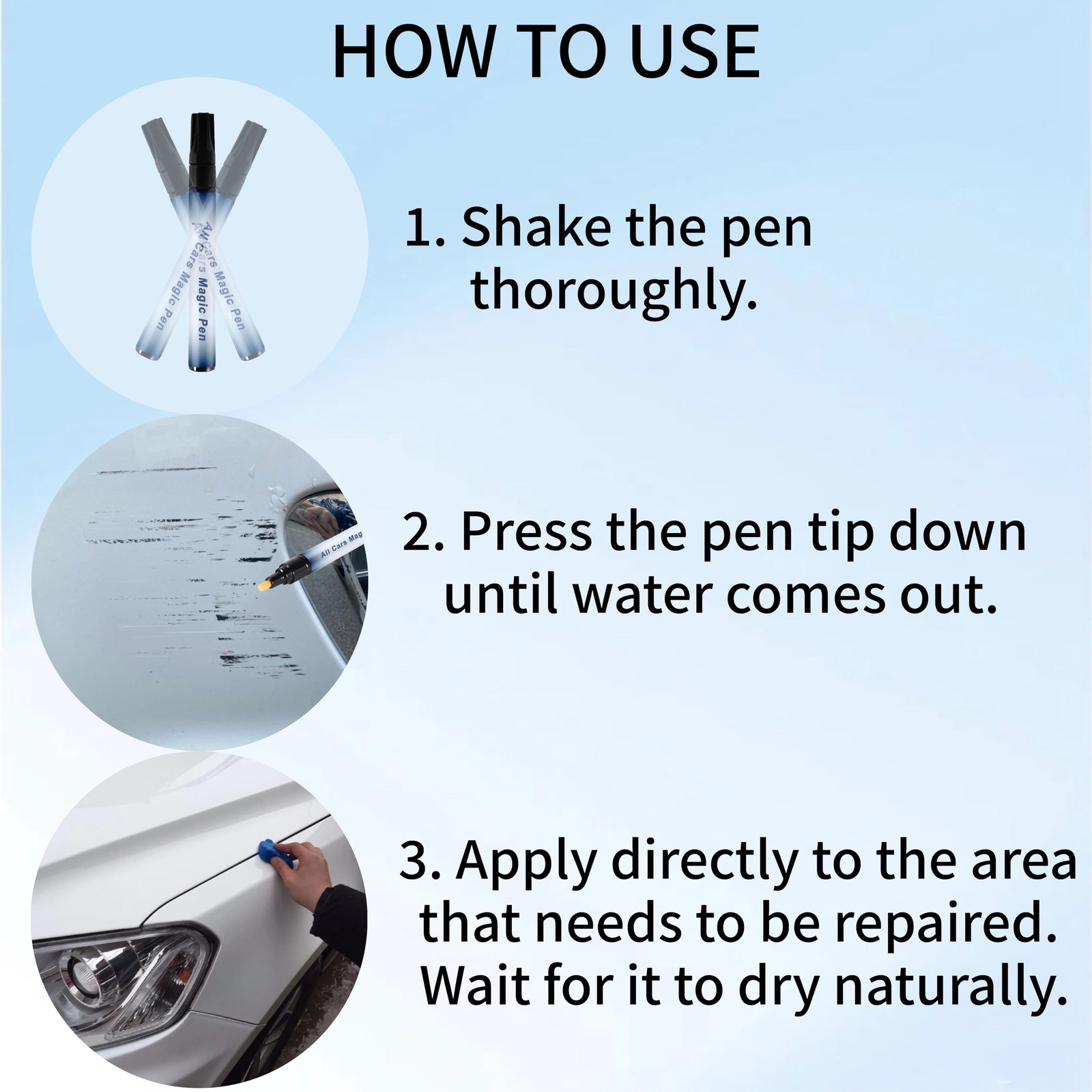 2 Pack All Cars Magic Pen Scratch Remover Clear Coat Repair Applicator Tool Set