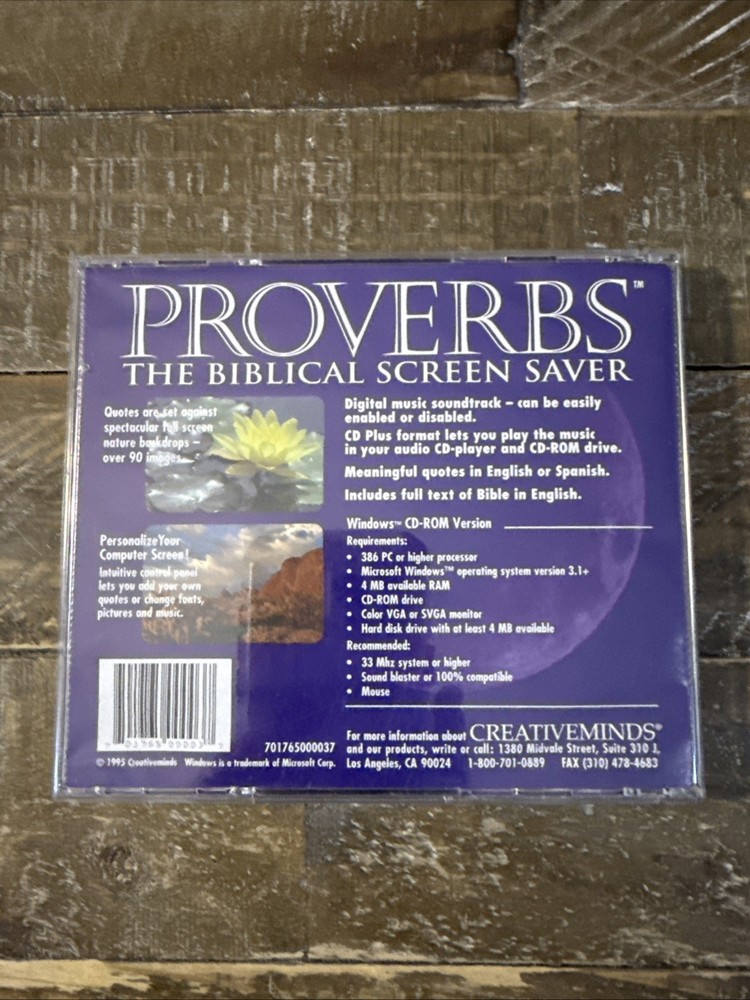 Proverbs The Biblical Screensaver PC Cd Rom