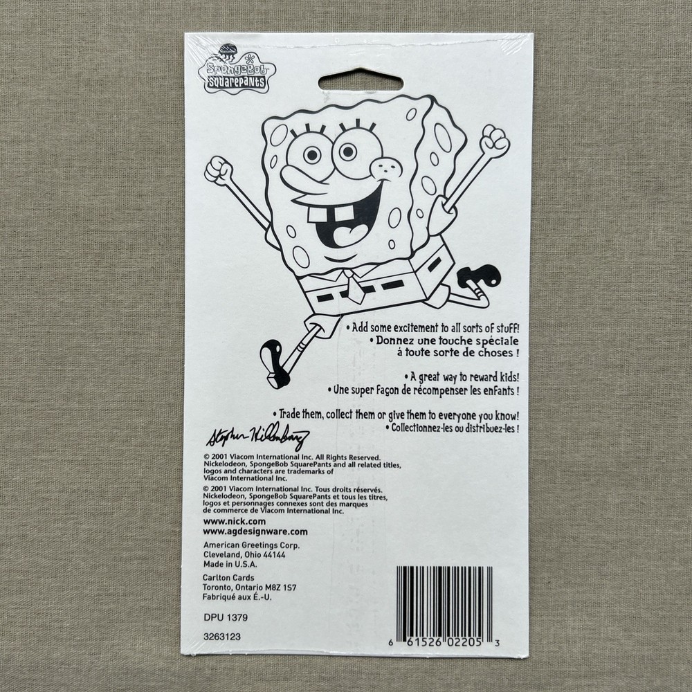 SpongeBob SquarePants 2001 NEW x2 Sticker Sheets DesignWare Nickelodeon NICK +