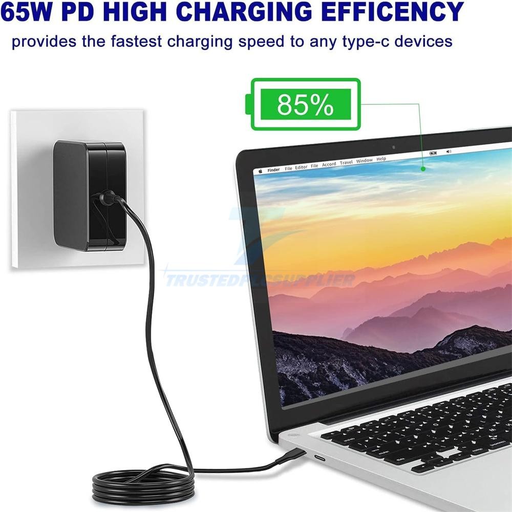 USB-C Type C Charger for Laptop Chromebook Tablet Phone 65w Universal Charge