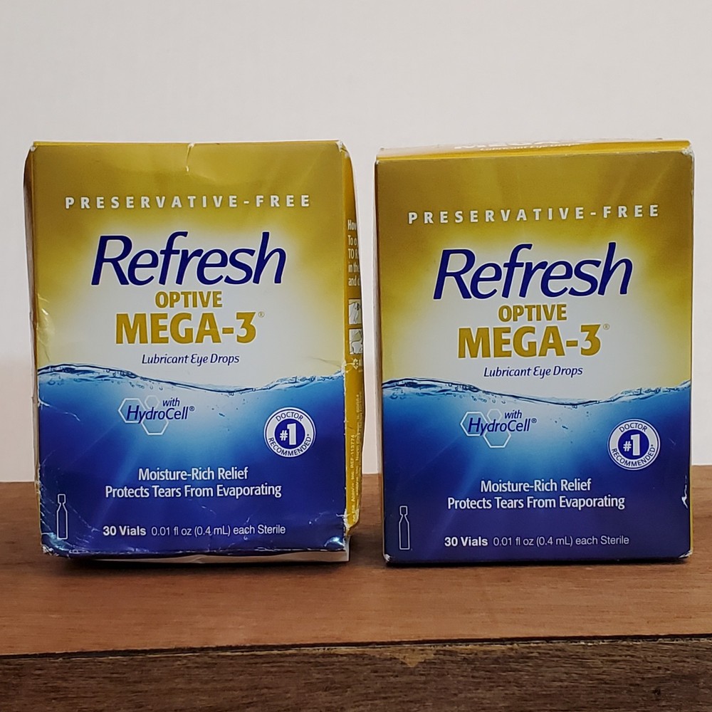 2x Refresh Optive Mega-3 Lubricant Eye Drops 30 Ct Each Pack 2027