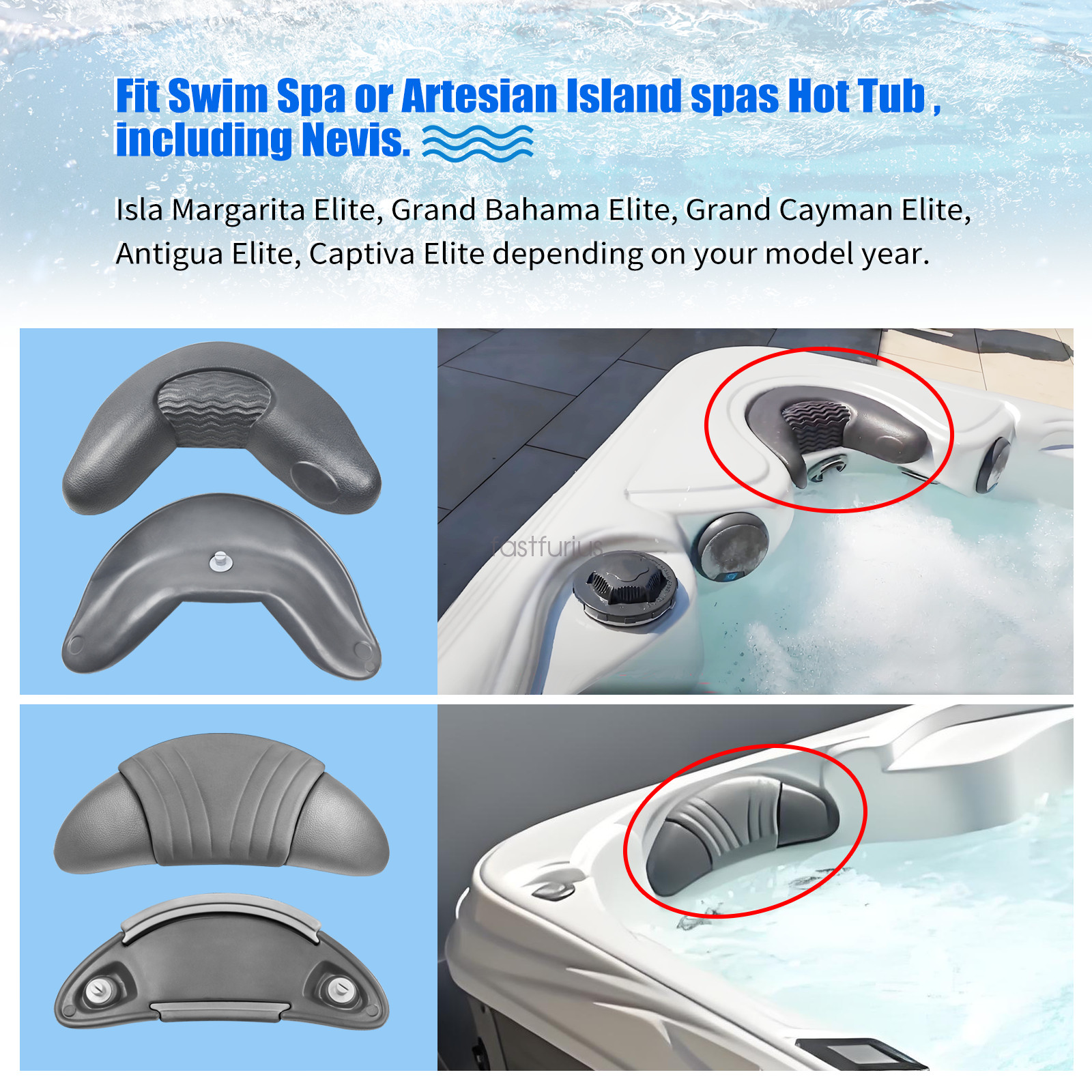 Neck Pillow & Head Rest Pillows fit Artesian Island spas hot tubs 26-1303-85