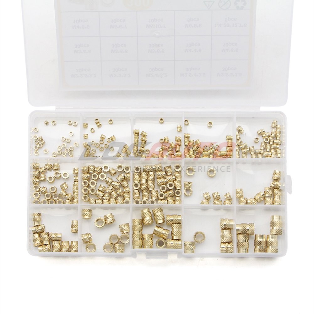 300Pcs Brass Threaded Hot Melt Heat Nut Set Insert Embedment Thread Nuts M2-M6