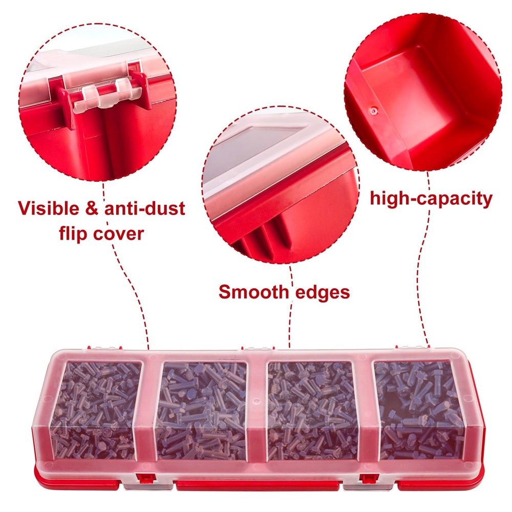 6 Pcs Screw Organizers Storage Bins with Lids, Plastic Stackable Hardware Org...