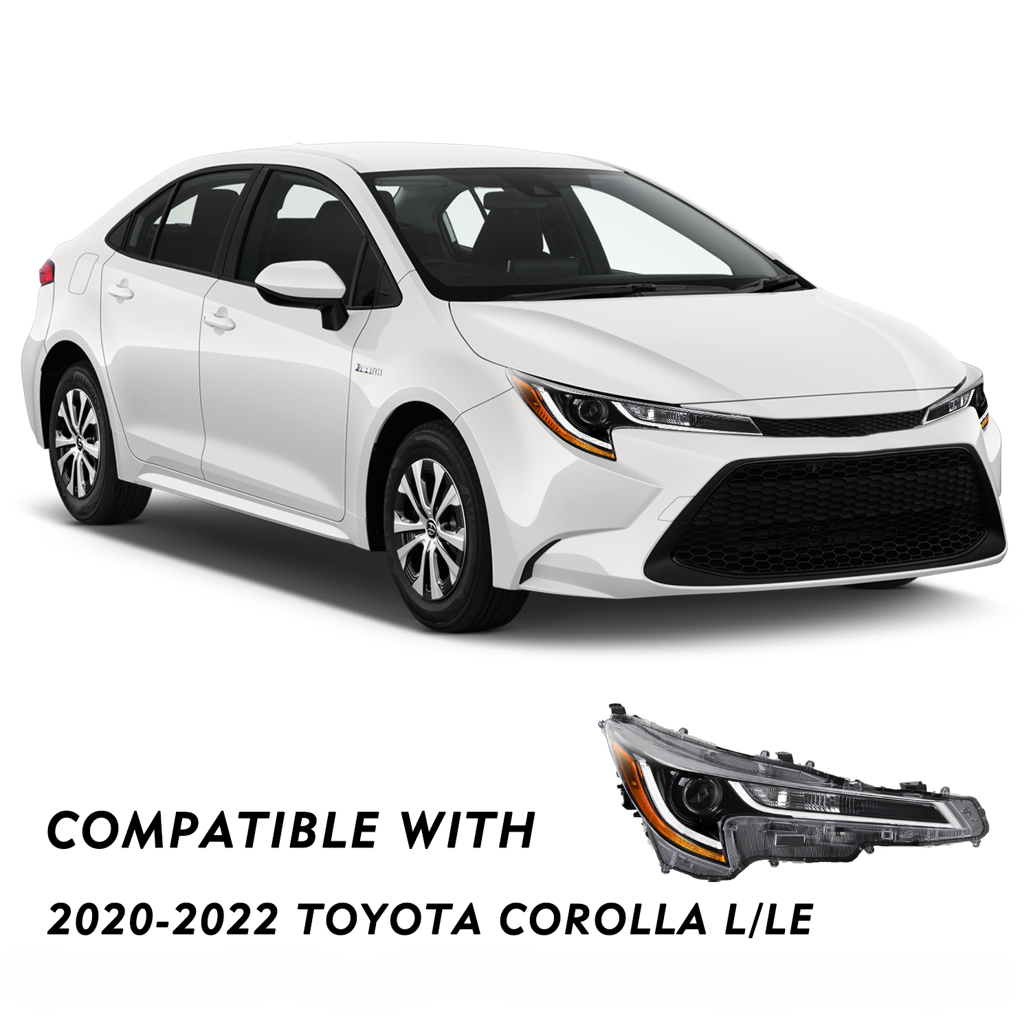 For 2020 2021 2022 Toyota Corolla L | LE LED Projector Headlights Headlamps Pair
