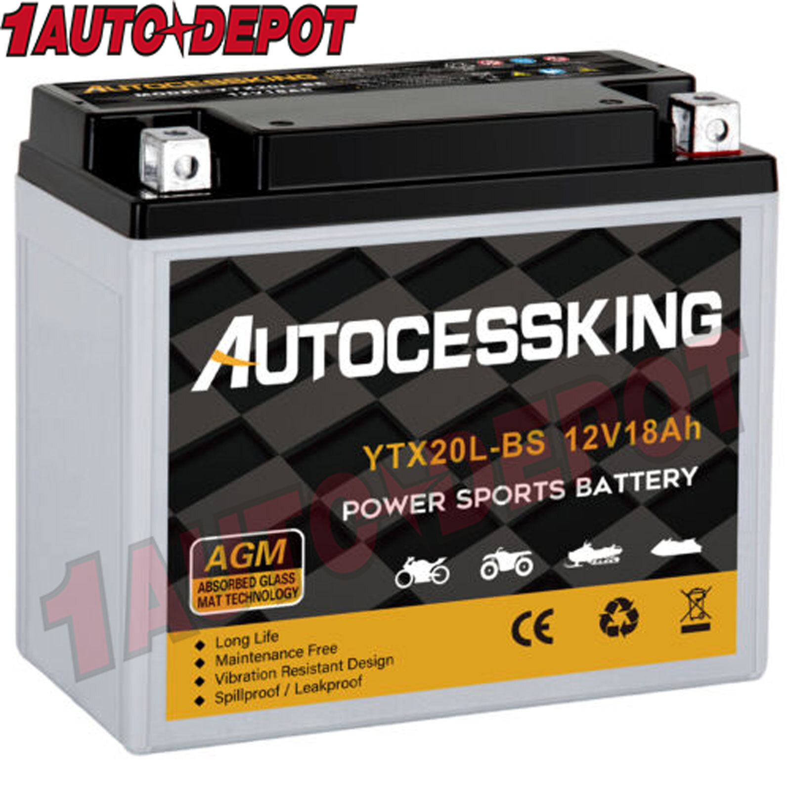 YTX20L-BS High Performance Maintenance Free Sealed AGM Battery For Motorcycle
