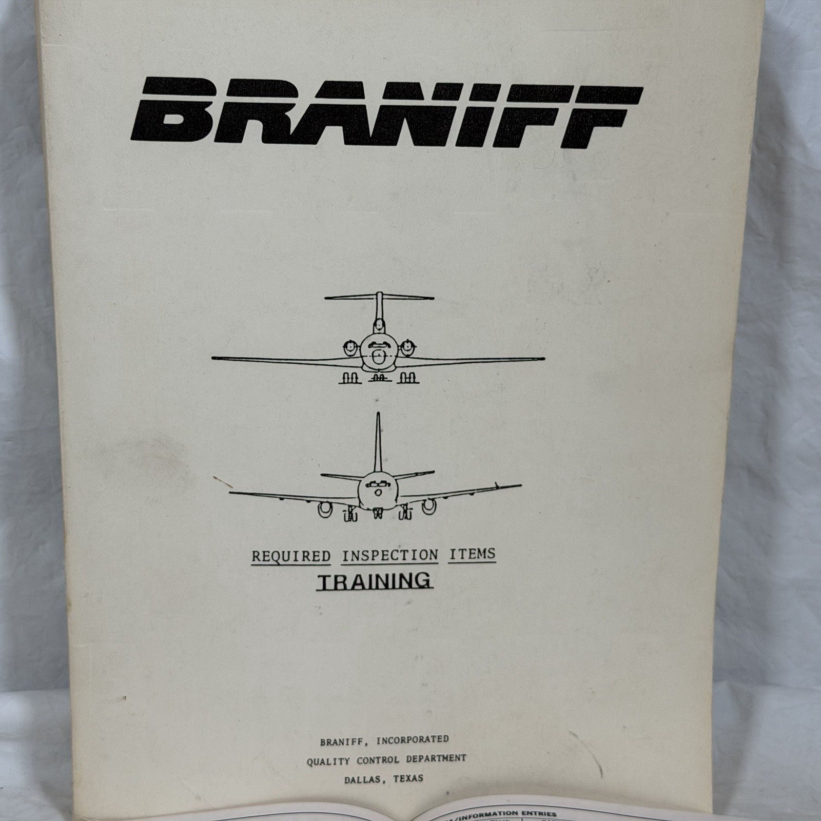 Braniff Required Inspection Items Training Manual w/ Blank Inspection Form