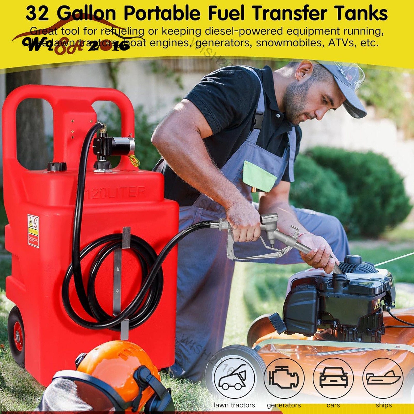 32 Gallon Portable Gasoline Diesel Fuel Tank 12V DC Electric Fuel Transfer Pump