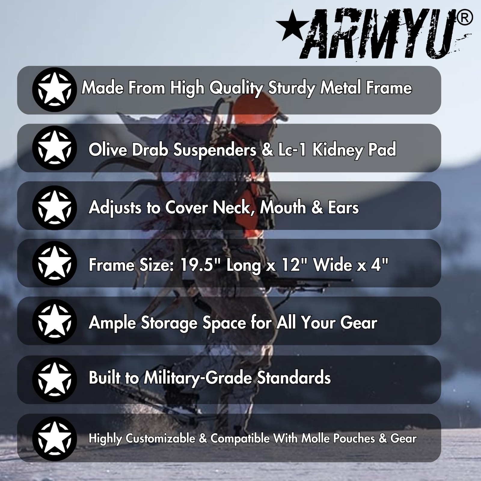 Army Universe Heavy Duty Military Alice Pack Frame Olive Drab Straps Enhanced