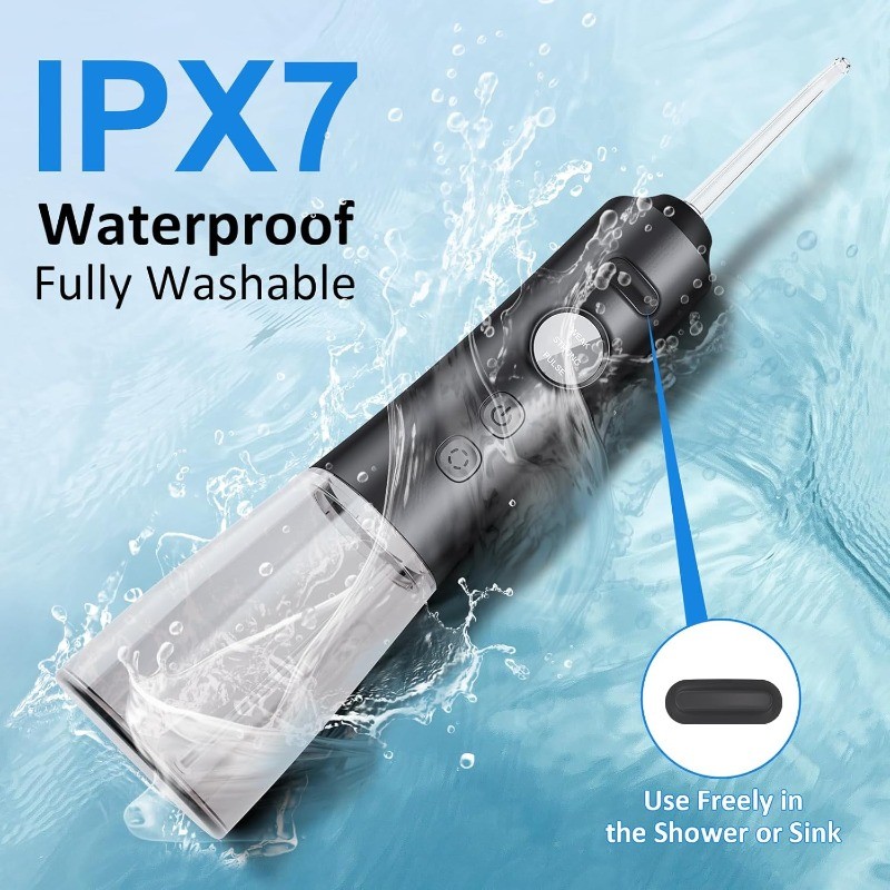 Cordless Water Flosser Dental Oral Irrigator Travel Teeth Cleaner Floss Pick BLK