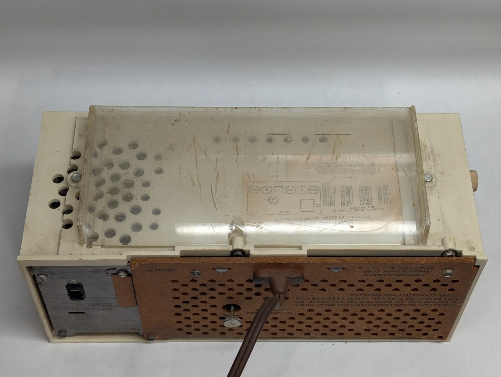 Vintage Emerson Clock Tube Radio Model 826 Series D Telechron Alarm Movement