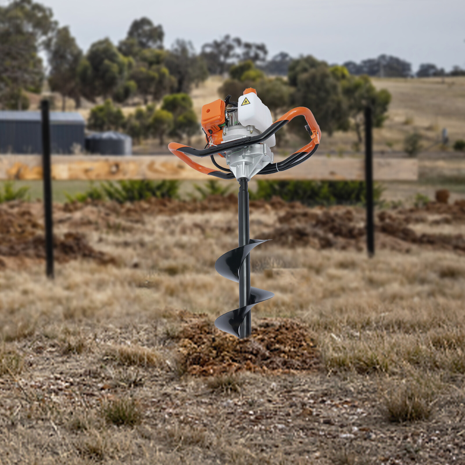 Earth Auger Digging Machine Gas Powered Post Hole Digger Durable 52CC 2-Stroke