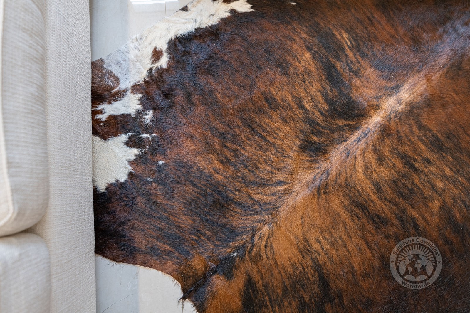 Real Cowhide Rug Dark Brindle - Size 6x6-7'