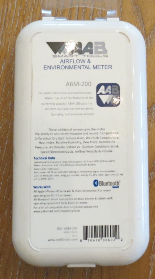 AAB SMART TOOLS ABM-200 AIRFLOW & ENVIRONMENTAL METER IN CASE