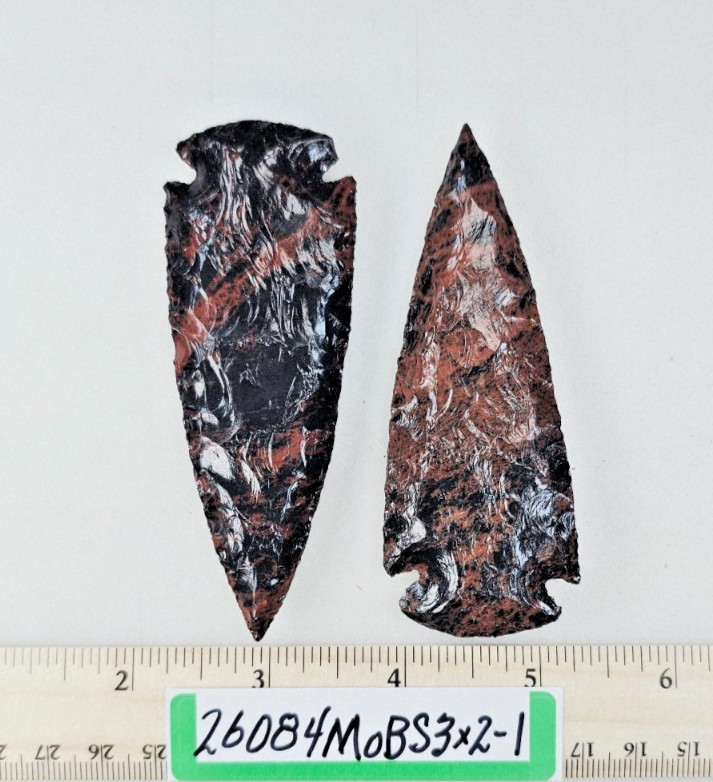 Pair of 3" Mahogany Obsidian Spearheads - Knife - Ceremonial - Hand Knapped