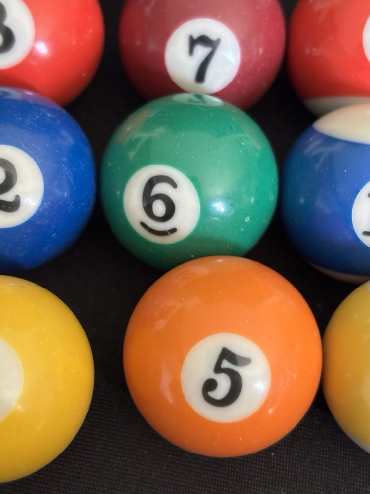 Billiard Pool Mini Balls Full Set 16pc Solid Stripe Cue Replacement Game Parts