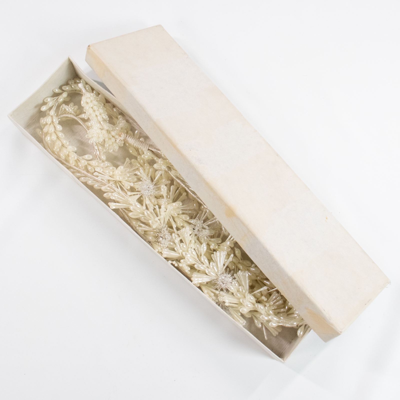 Vintage Antique Bridal Wax Flowers Blown Glass Flowers Wedding Yardage Trim