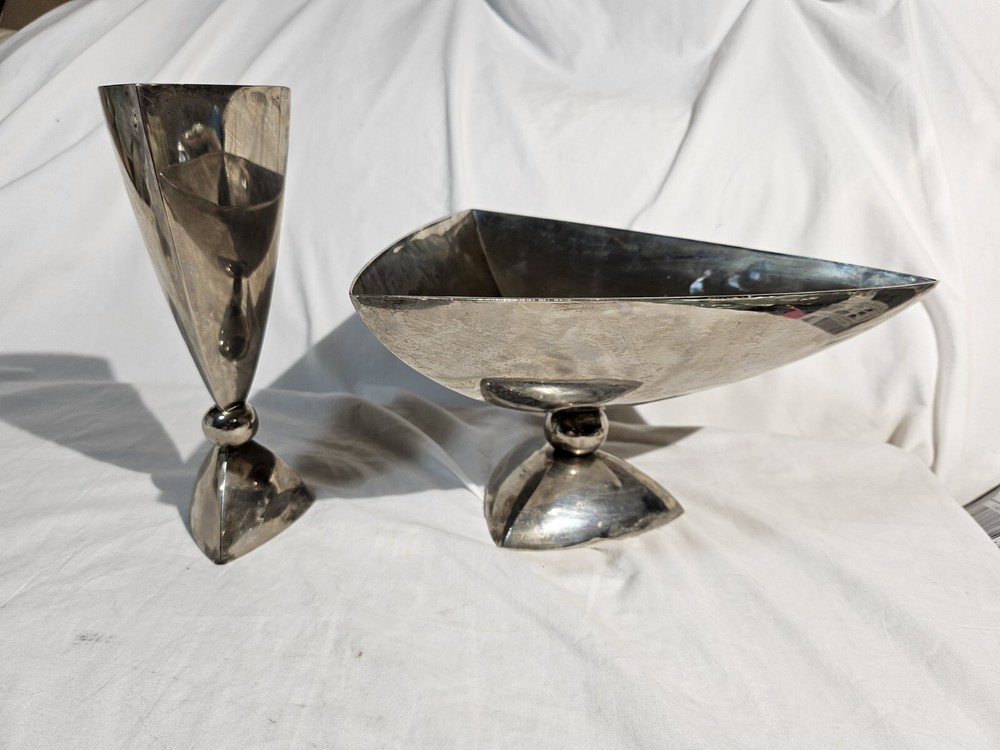 Namford Silverplated Triangular Bowl & Wine Cup Brass Collectible 🔥