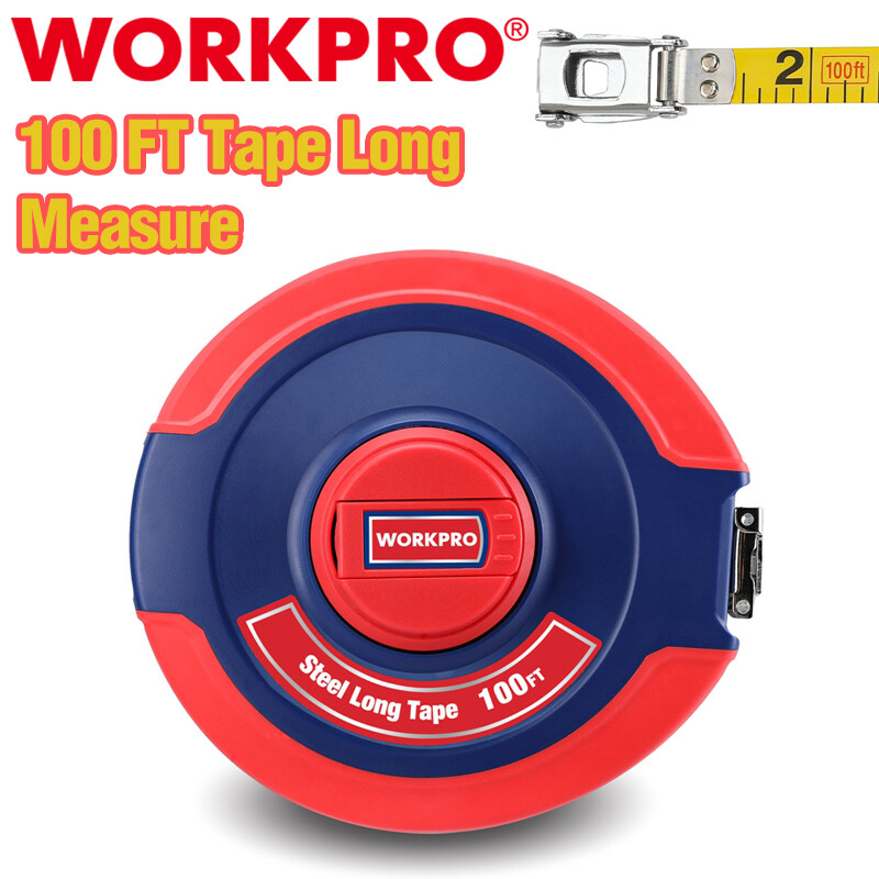 WORKPRO Tape Measure 100FT Closed Reel Steel Long Tape Plastic Case Nylon Coated
