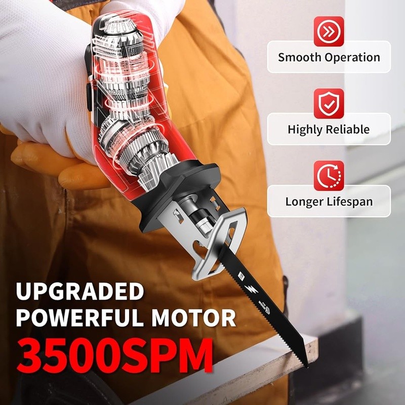 Reciprocating Saw Cordless, 0-3500SPM Variable Spe