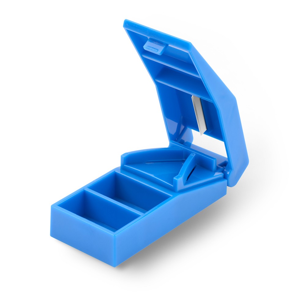 Blue Pill Cutter Tablet Storage Case