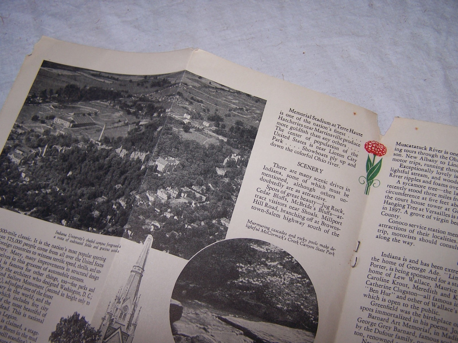 Vintage INDIANA The Hoosier State Travel Brochure CONOCO Gas & Oil