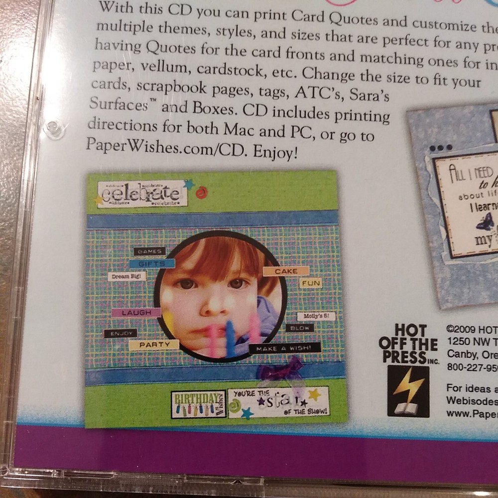 Hot Off The Press 1000 Card Quotes Computer CD Mac PC Artwork Instructions