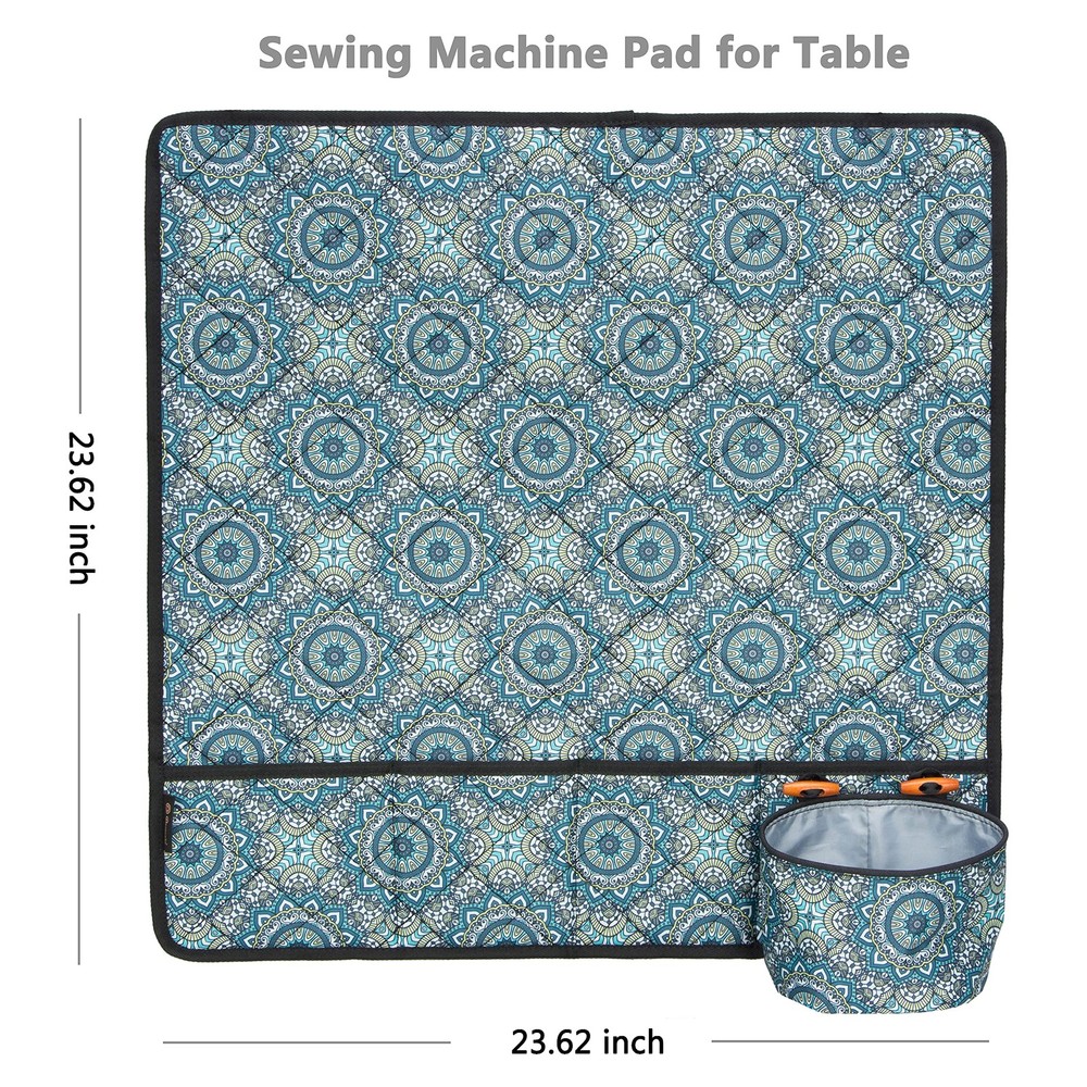 Sewing Machine Pad Table Pockets Water-Resistant Mat Organizer Mandala Pattern