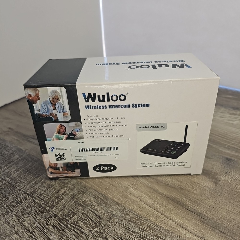 Wuloo Wireless Home Intercom System - 2 Pack Multichannel W666-P2 - Black