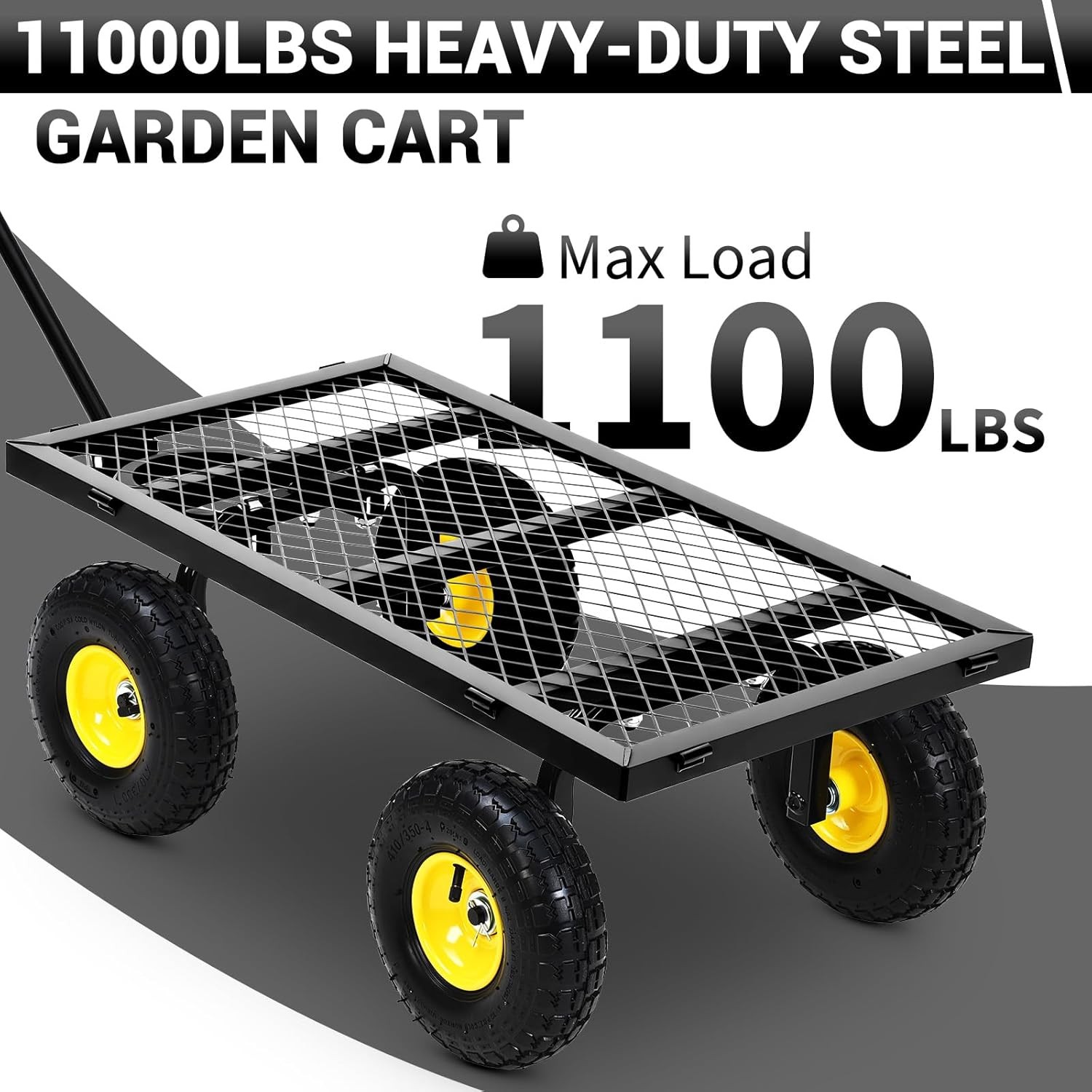 Garden Cart 1100LBS Heavy Duty Steel Yard Garden Wagon with Removable Sides