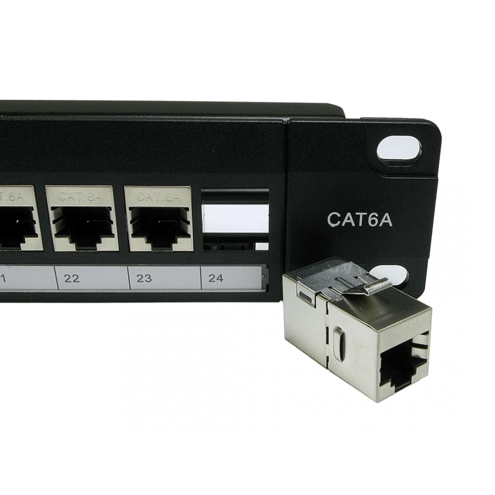 FAST Cat6A Shielded 24 Port Patch Panel Rack Mountable Network Ethernet 1U 19"