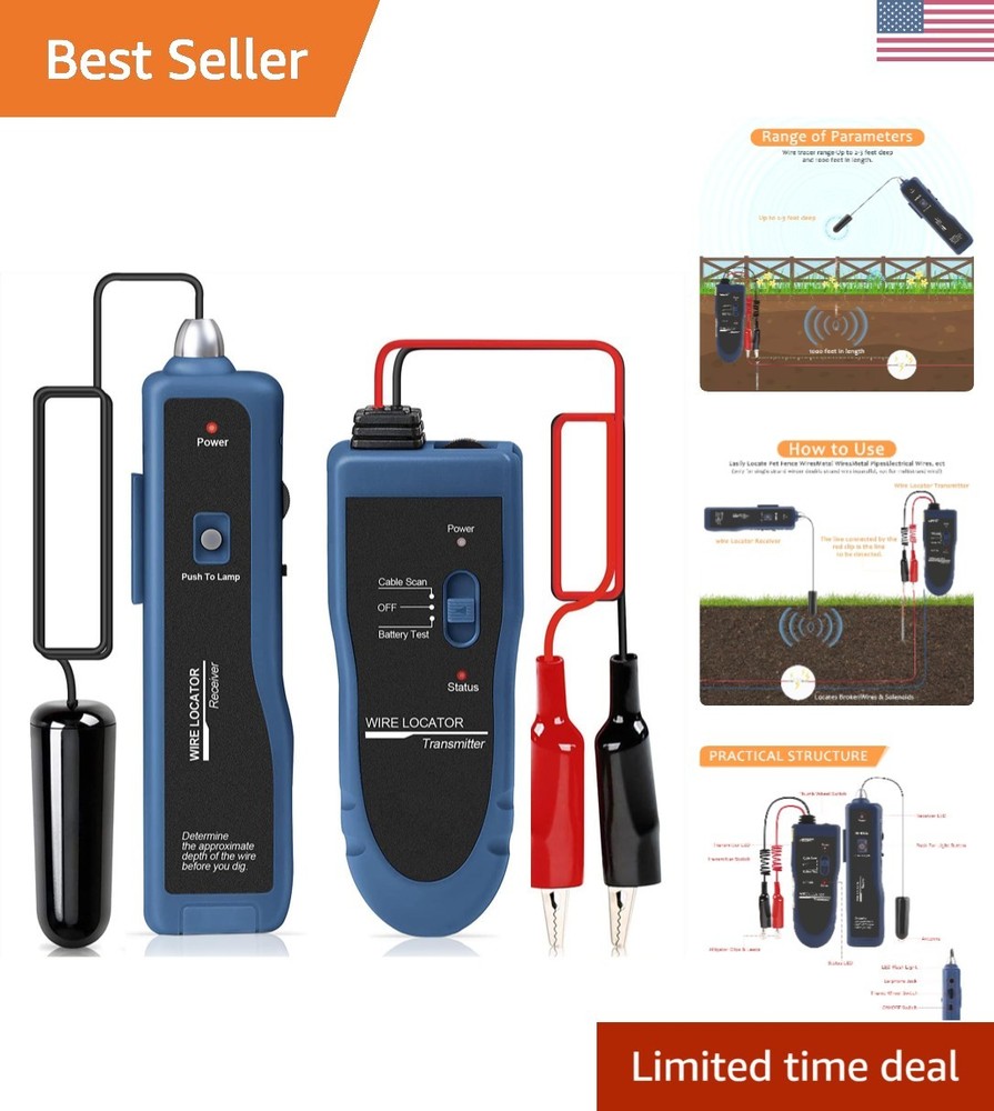 Modern Underground Wire Locator - Detect Cables with Built-in Flashlight & Range