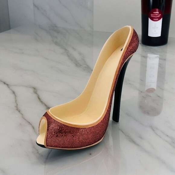 Wild Eye Designs Orange Sequin High Heel Wine Bottle Holder Shoe Display