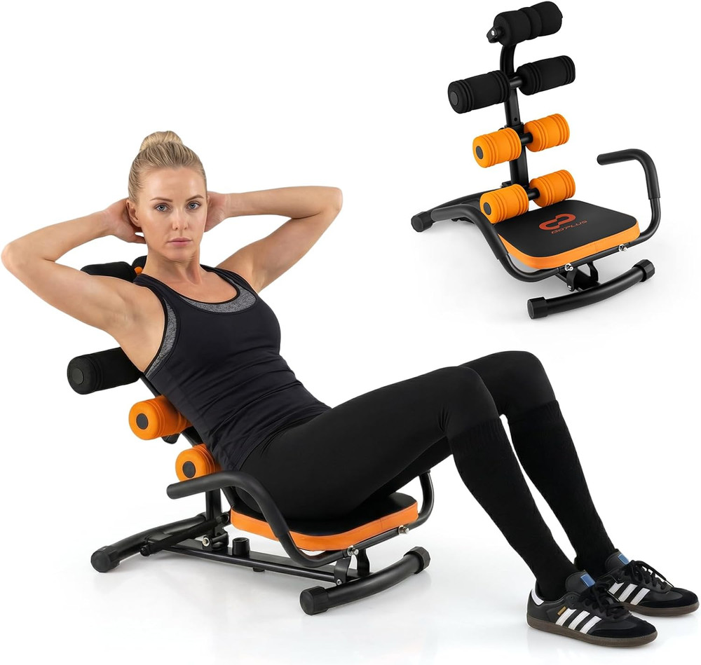 Ab Machine, Core Abdominal Trainer W/ 3-Position Adjustable Backrest, Foam Suppo