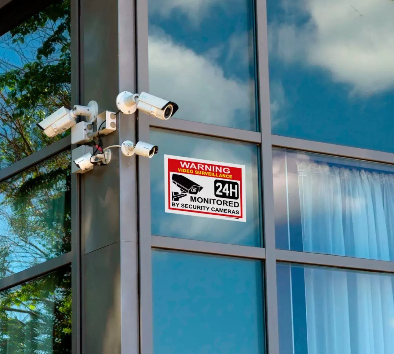 2 Pack Security Video Surveillance Burgler Sticker Decal Warning Sign Camera 10"