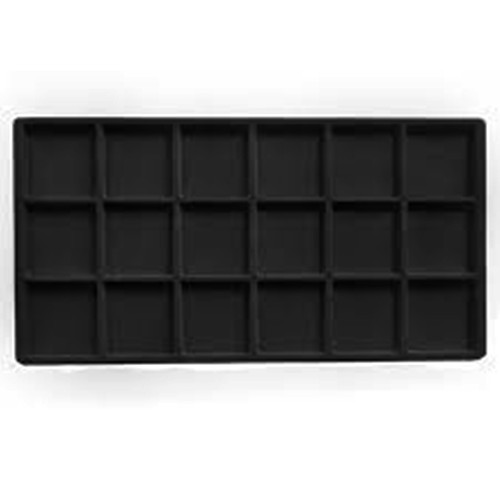 Black Stain Wood Coins Relic Jewelry Black 18 Space Liner Display Stackable Tray