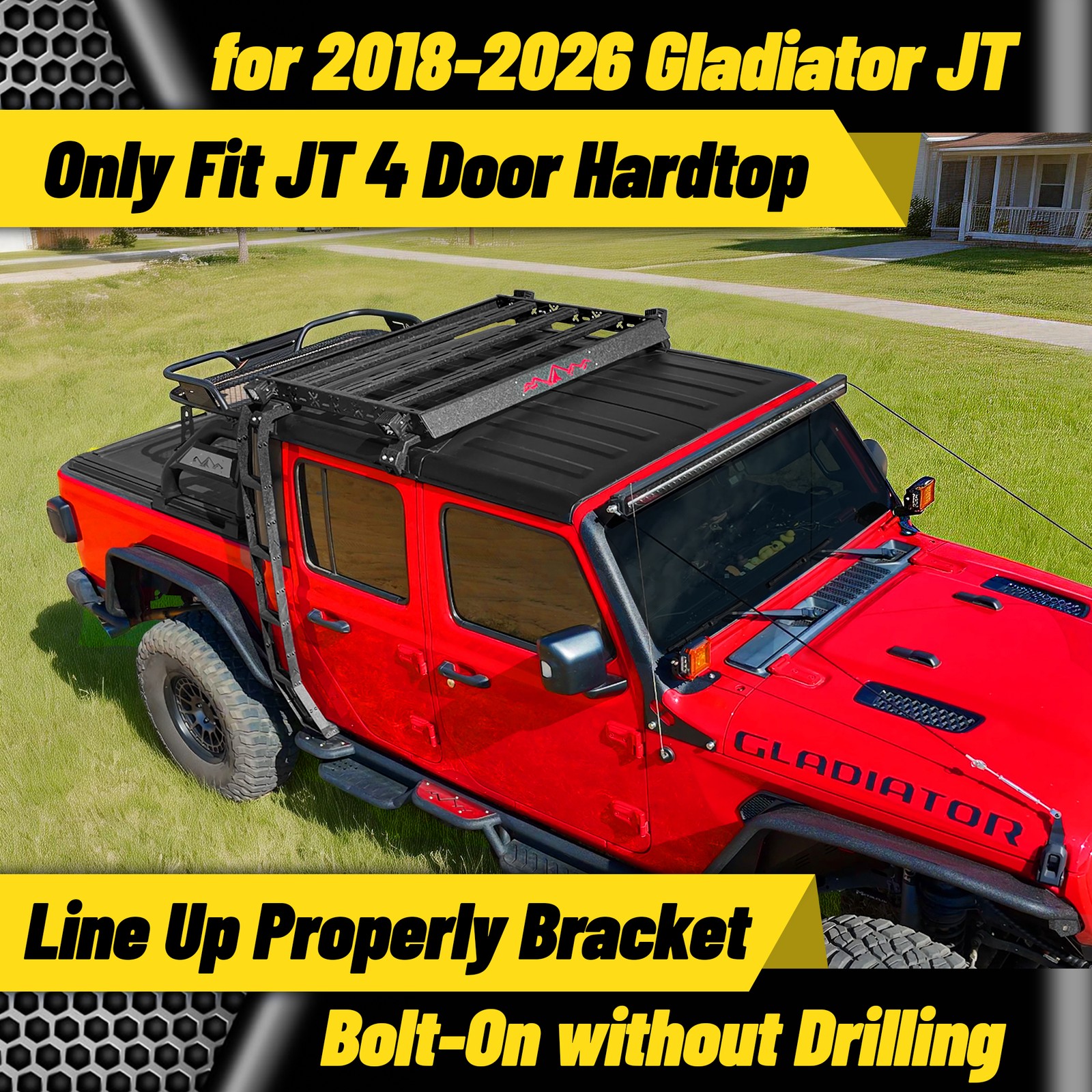 Roof Rack Cargo Luggage Carrier fits 2018-2026 Jeep Gladiator JT With 2 Ladders