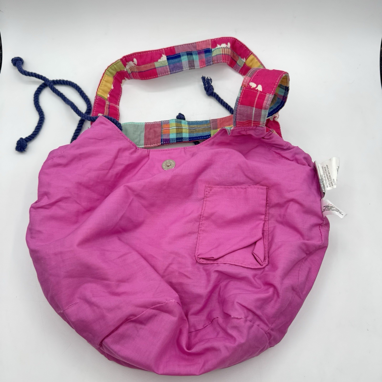 Mickey Mouse Pink Plaid Disney Parks Hobo Patchwork Bag Purse Tote RL Carry All