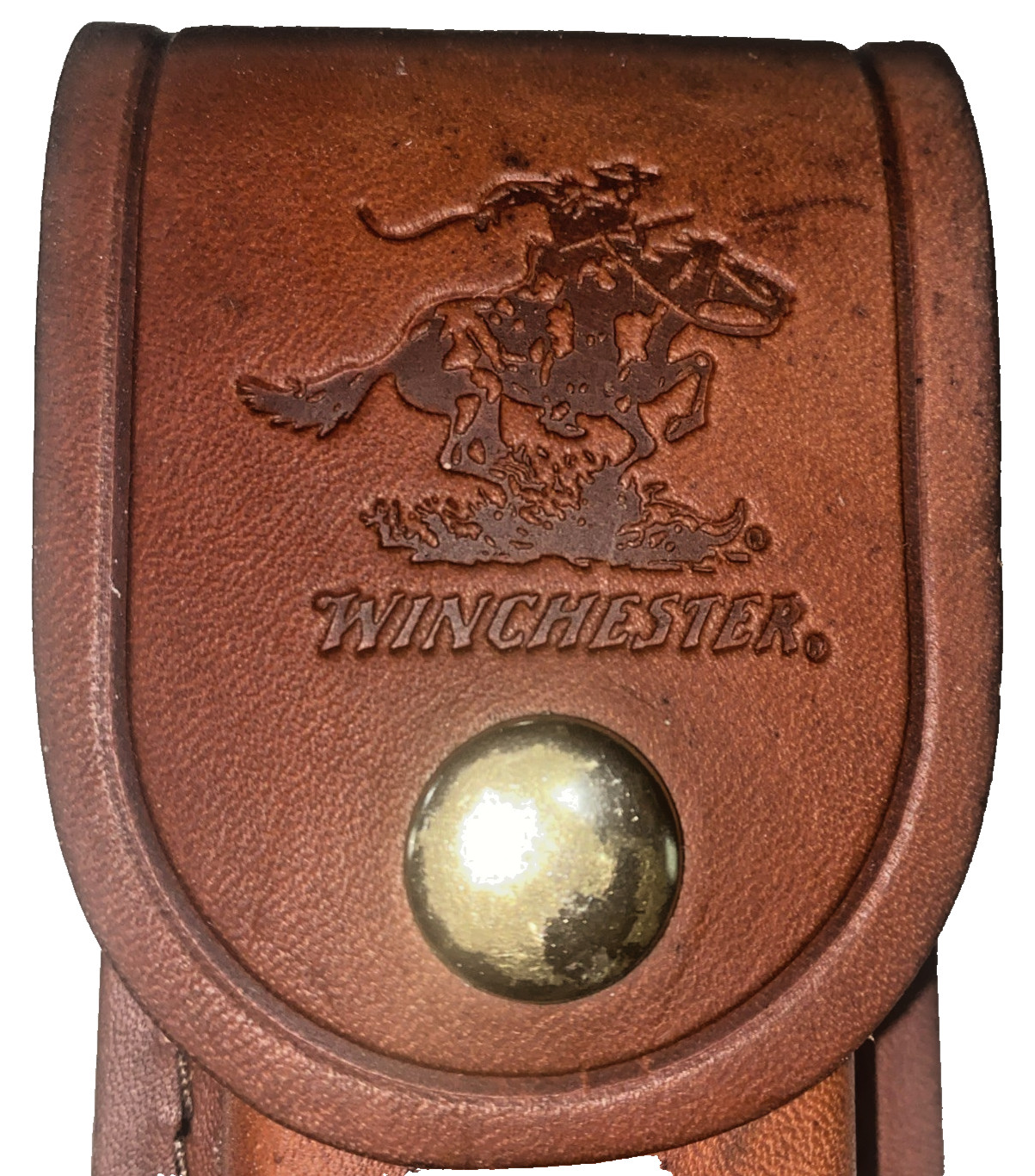 Original Vintage Winchester Genuine Leather 5” Lockback Knife Sheath Embossed