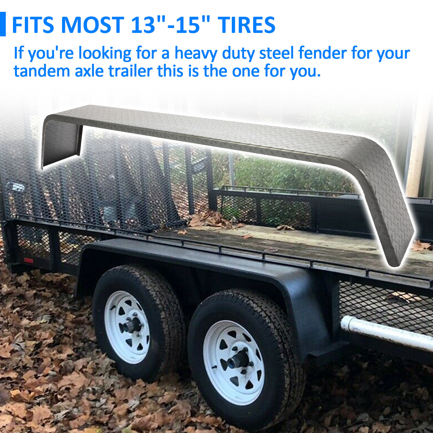 2 Steel Diamond Tread Plate Tandem Axle Trailer Fenders 10" x 72" x 13" Raw