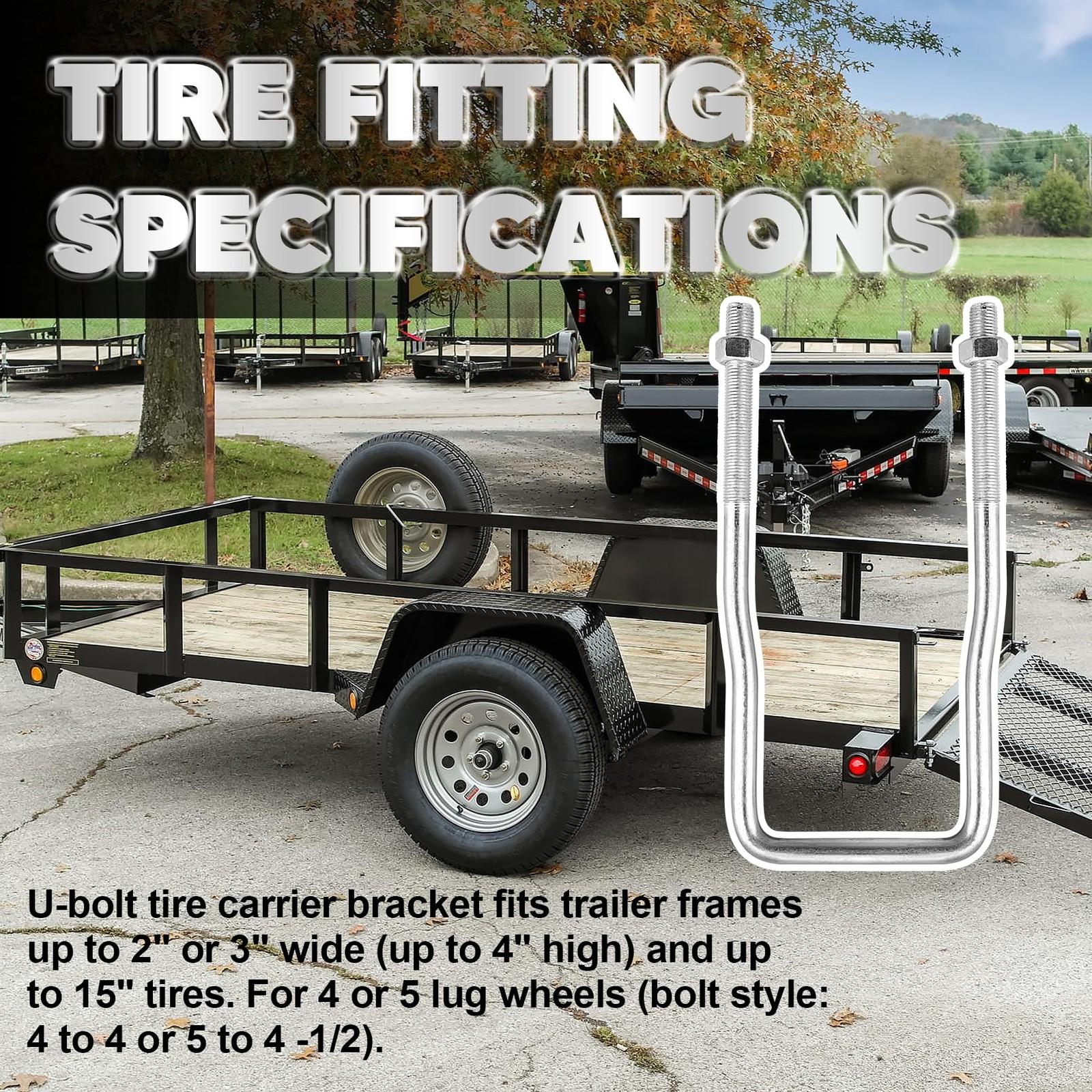 VONLX U-Bolt Spare Tire Carrier Holder Bracket for Trailer Side Mount 4 or 5 ...