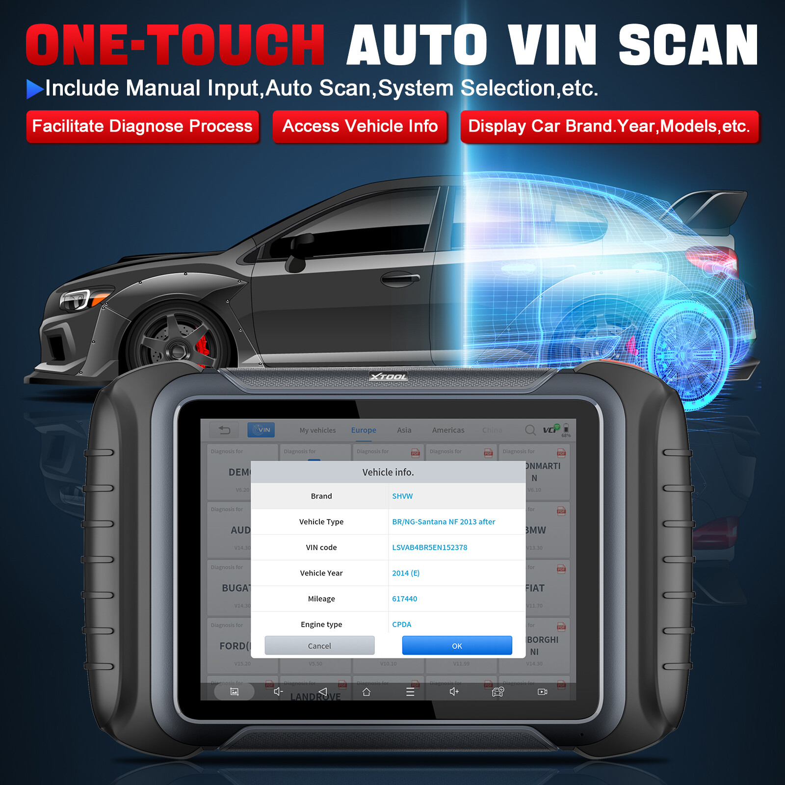 USED XTOOL D8W Auto Full Diagnostic Tool Bi-Directional WIFI Scanner Topology
