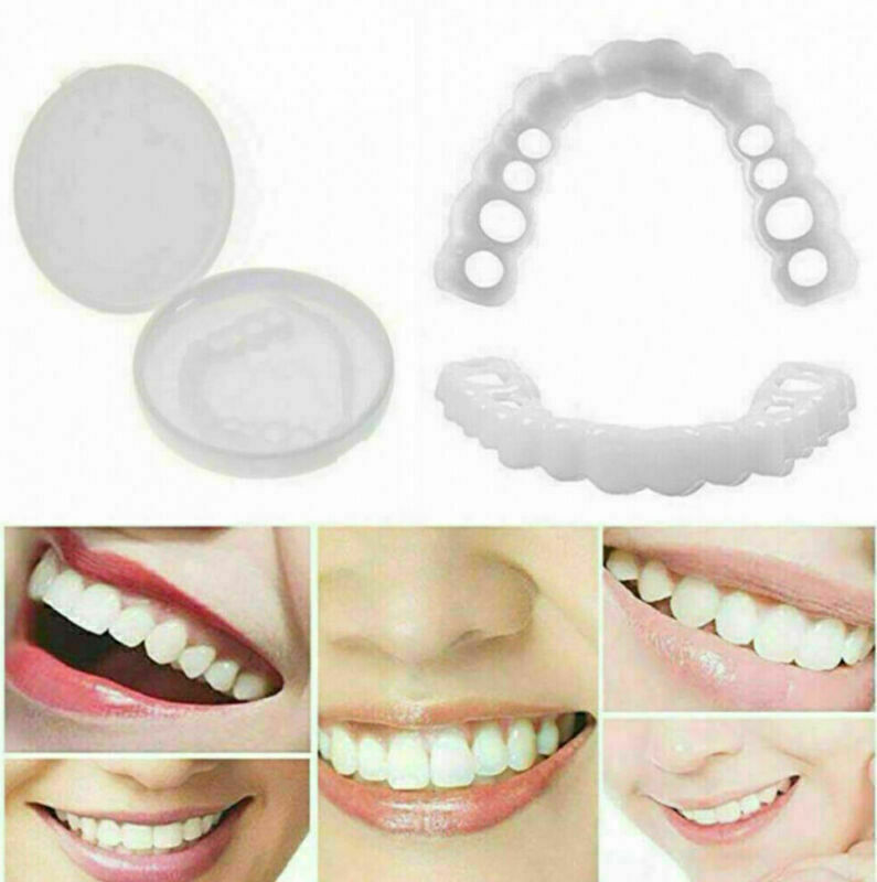 Upper Lower Teeth Silicone Veneers Dentures Snap-on Teeth Kit False Teeth
