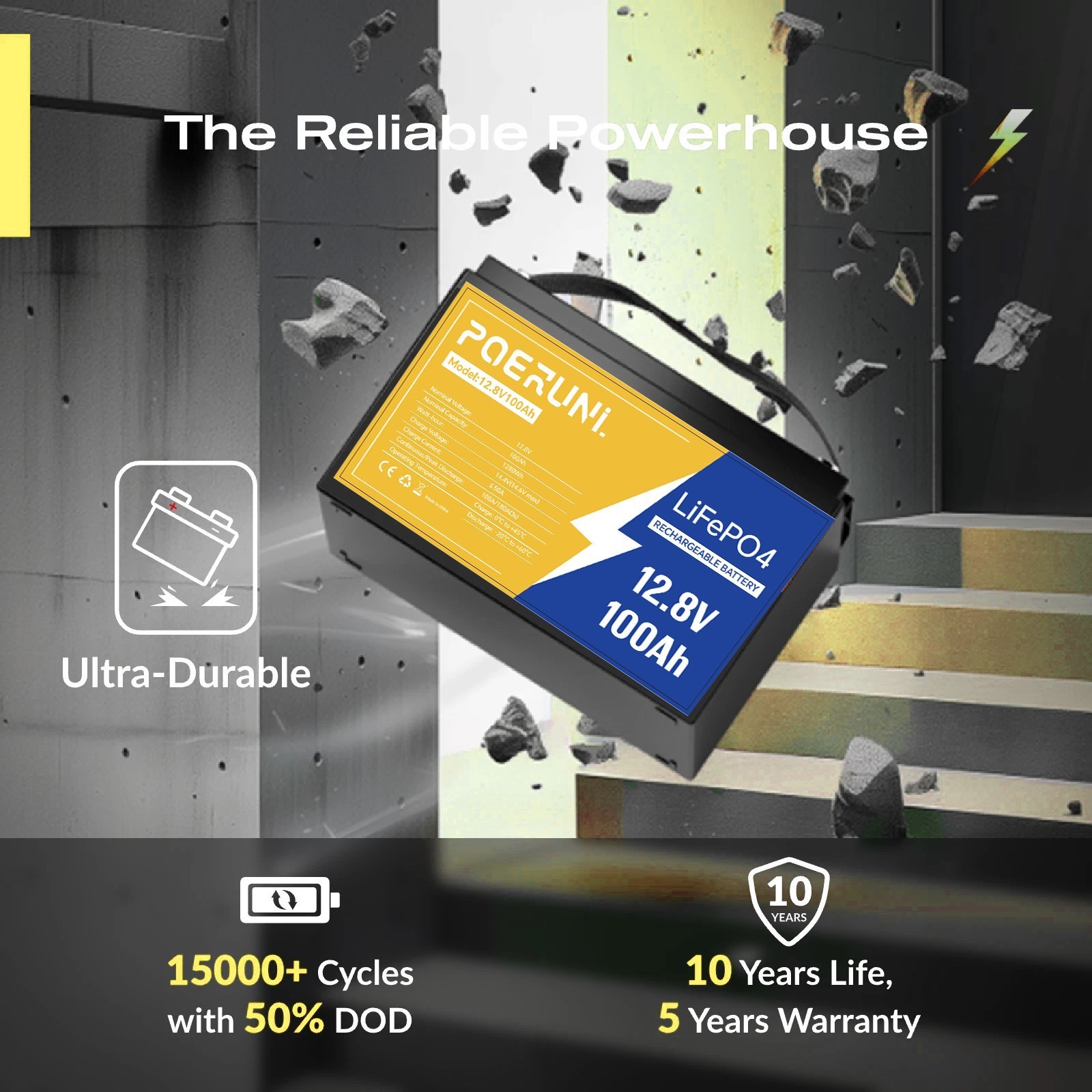 12V 100Ah LiFePO4 Lithium Battery 100AH BMS Solar Deep Cycle RV Camper Marine RV