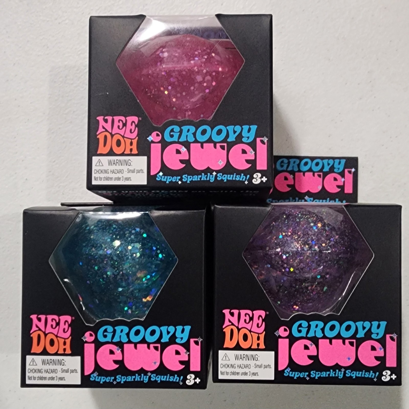 Blue NeeDoh Groovy Jewel Nee Doh Glitter Squish Jelly Diamond Cone Sparkly Ice