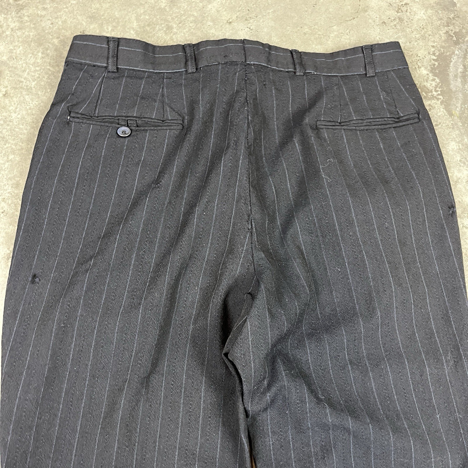 Vintage Wool Blend Pants Mens 32x32 Blue Flaws Distressed Preppy Stripes Preowne